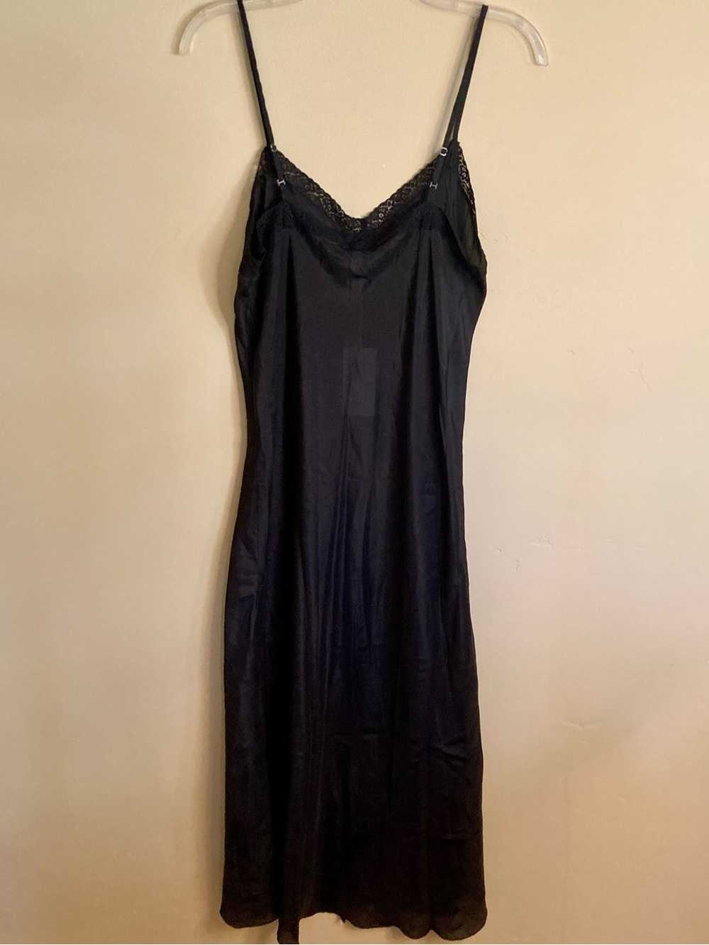 NEW Johnny Was 100% Silk Midi Length Slip Dress Lace Black Adjustable Straps L - Picture 6 of 9